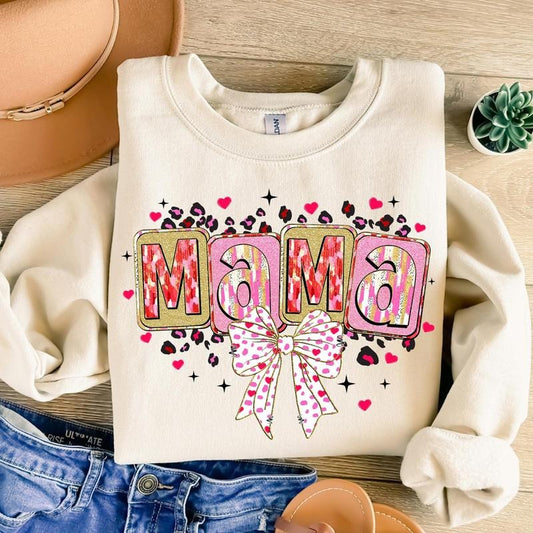 Glitter Mama Valentine Sweatshirt, Loved Mama Sweatshirt, Valentines Day Heart Coquette Bow Sweatshirt, Pink, Brushstroke Valentine Sweatshirt, Retro Valentine Sweatshirt