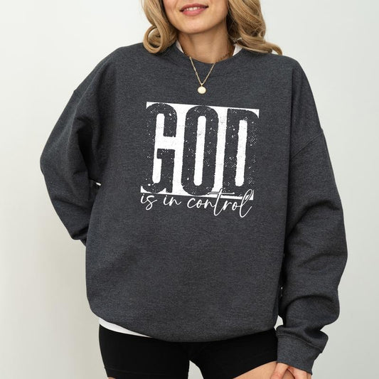 God Is In Control Sweatshirt, Bible Verse Sweater, Jesus Spiritual Shirt, Faith Based Clothing Gifts, Coquette Religious Long Sleeve Pullover