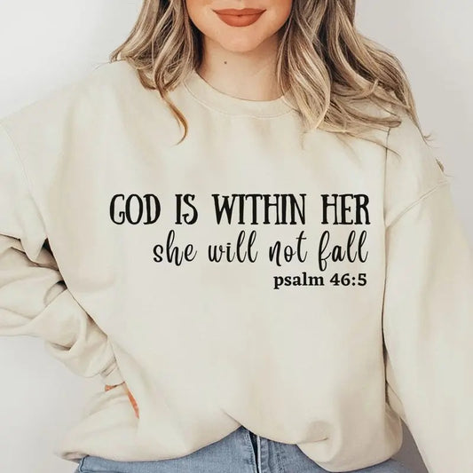 God Is Within Her Sweatshirt Christian Shirt Bible Verse Gift Pastor Gift Faith Sweatshirt Psalm 465 Gift Inspirational Mantra Gift