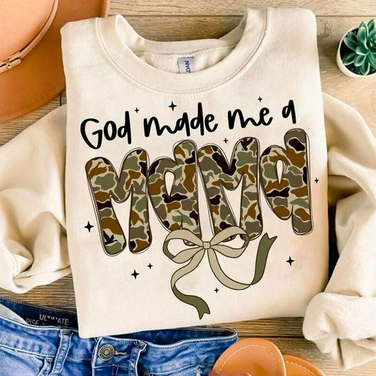 God Made Me a Mama Sweatshirt, Mother Coquette Bow Shirt, Mama Duck Camo Sweater, Mama Coquette Camo Bows Shirt, Camo Mama Sweatshirt, Mother Day Gift