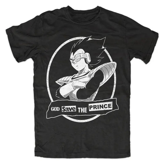 God Save the Prince Premium Vegeta Dragonball Z,Son Goku,Neo Tokyo T-Shirt,graphic tee Menswear Top