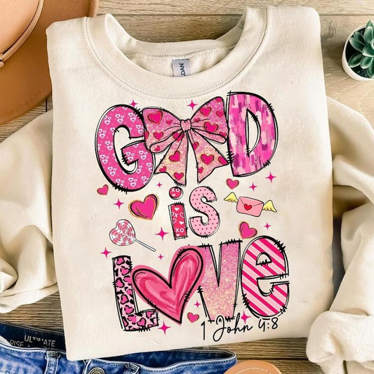 God is love Sweatshirt Christian valentine , Retro valentines , Valentines bible verse, Love like Jesus , Red brushstroke