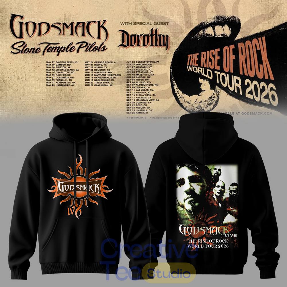 Godsmack The Rise of Rock World Tour 2026 Tee Hoodie