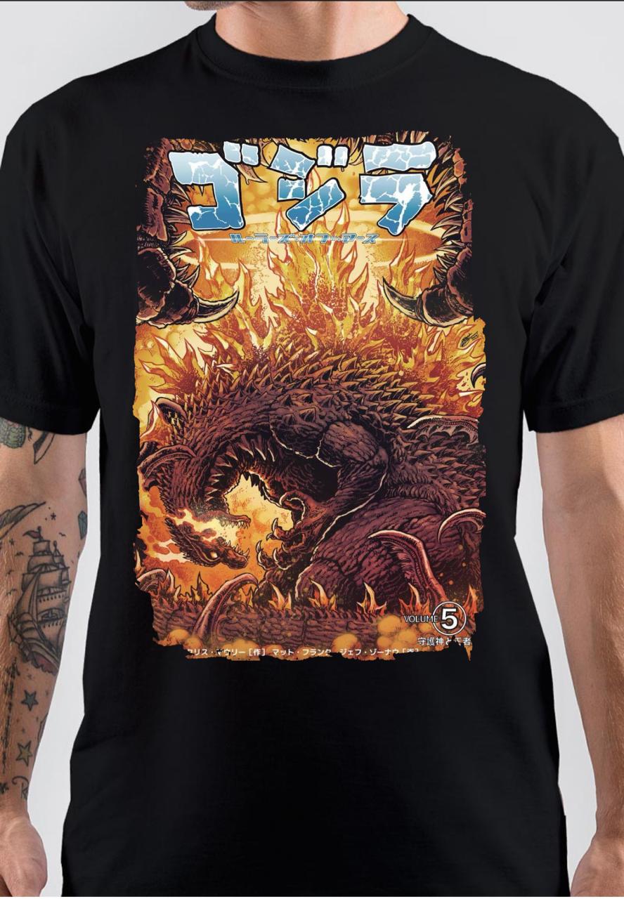 Godzilla On Fire Black T-Shirt Hoodie, Sweatshirt | CoreVibeTees.com