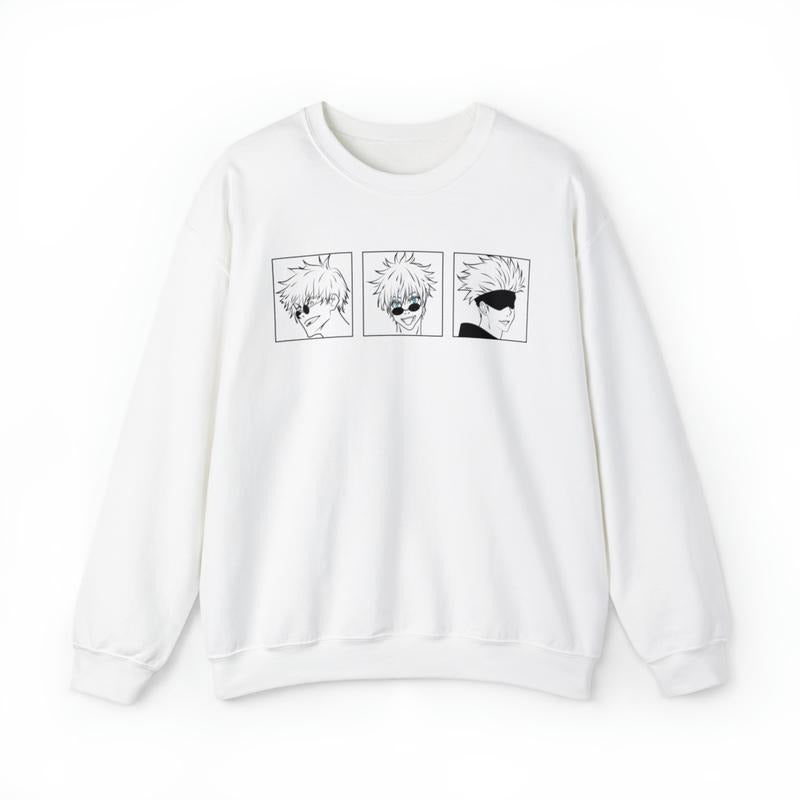Gojo Panel Graphic Sweatshirt Ju Jutsu Kaisen Anime Mange Inspired Mens Womens Unisex Clothing JJK Satoru Cotton Fabric Menswear Soft