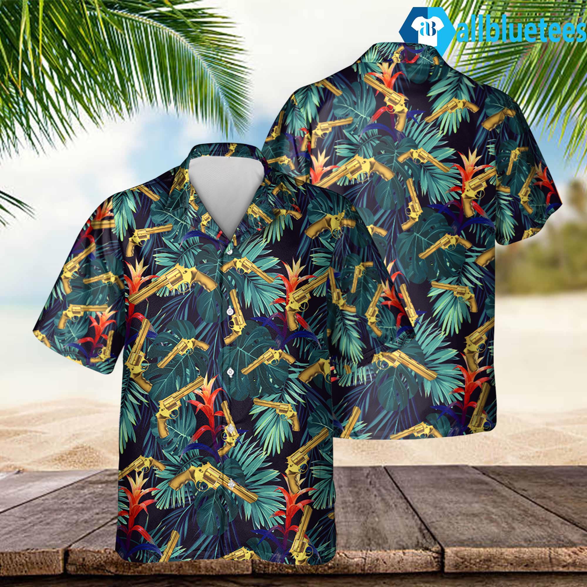 Golden Colt Anaconda Short Guns Tropical Hawaiian Shirt