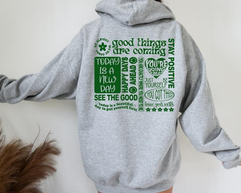 Good Things Take Time Sweatshirt, Positive Affirmations Hoodie, Positive Shirt, Words On Back Hoodie, Motivational Be Kind Shirt, Trendy Inspirational Sweater,, Aesthetic Hoodie, Trendy Y2k Hoodie