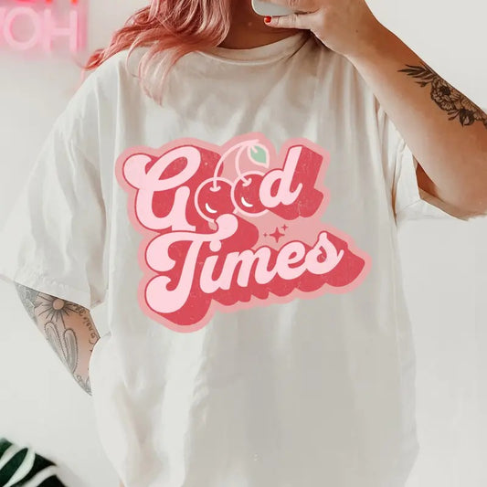 Good Times cherry Shirt~  coffee shirt Unisex Apparel Relaxed Fit Printed In The USA Clothing Womenswear Casual Comfort Cotton Top Athletic Boho Chic
