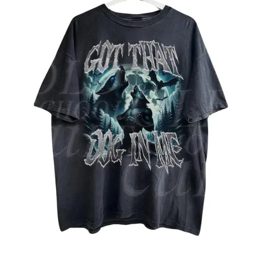 Got That Dog In Me Alpha Wolf Shirt, Vintage 90s Style Werewolf Shirt, Wolf Emo Meme Shirts, Wolf Sigma, Goth Rock Tee, Mental Health Shirt. Menswear.