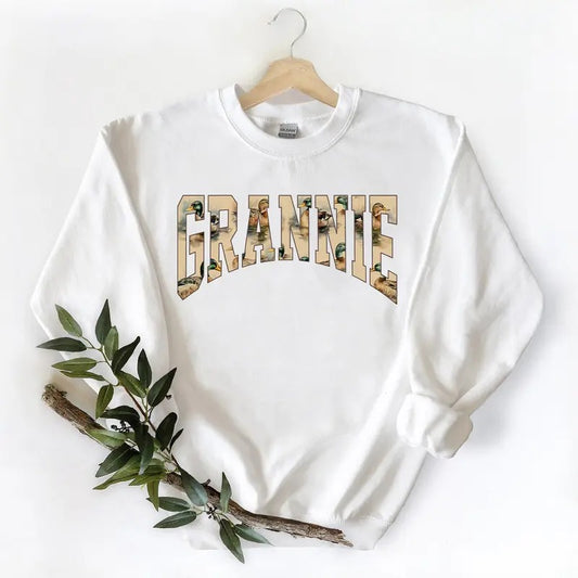 Grannie Hunting Season Mallard Duck Graphic Vintage Gift For Unisex T-shirt Hoodie Sweatshirt Pullover Cotton Fabric