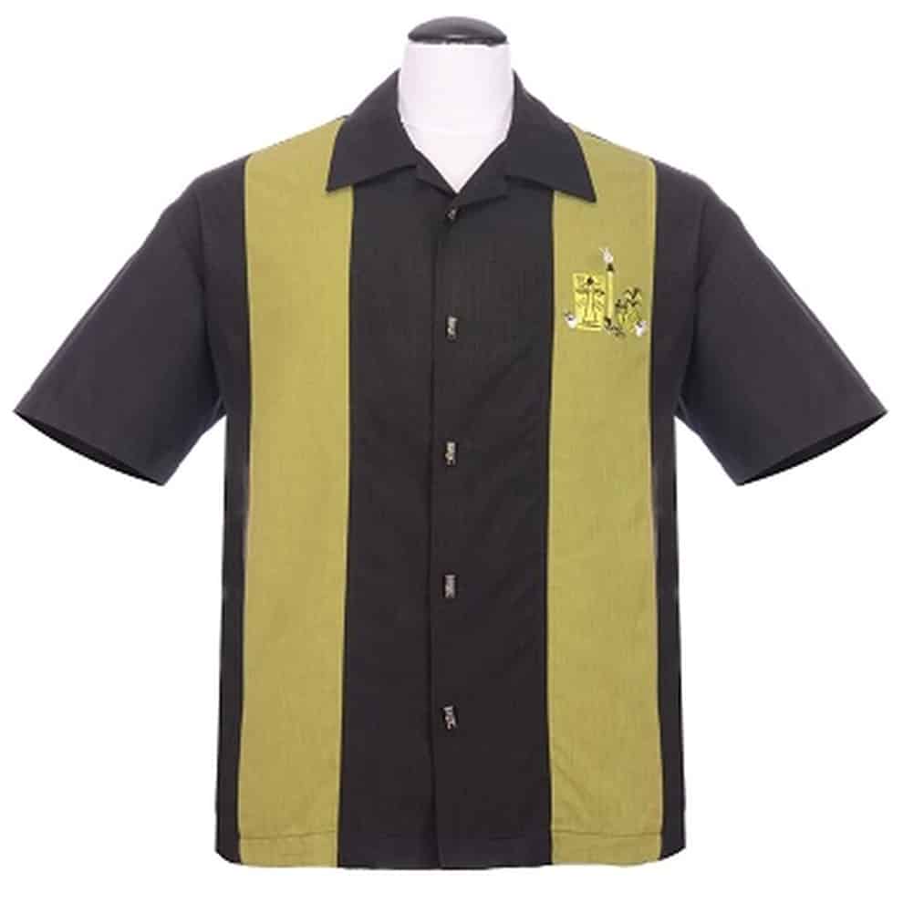 Green and Black Tiki Bowling Shirt by Steady Clothing Hoodie, Sweatshirt | CoreVibeTees.com (Image 1)