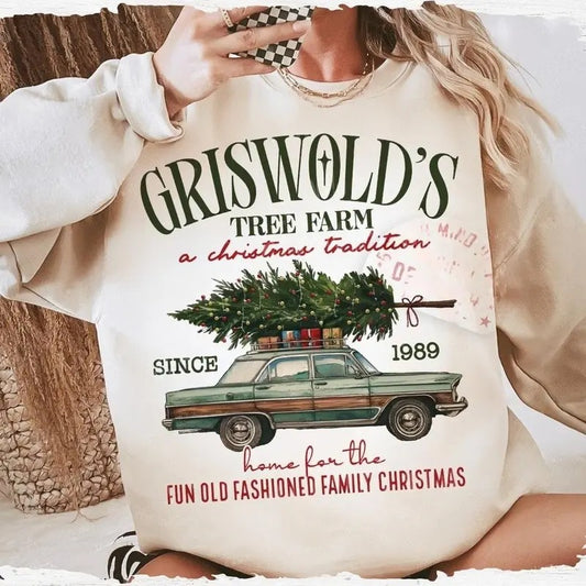 Griswold's Tree Farm Since 1989 Sweatshirt, Christmas Sweatshirt For Woman, Merry Christmas Sweatshirt, Retro Christmas Sweatshirt, Family Cotton Crewneck