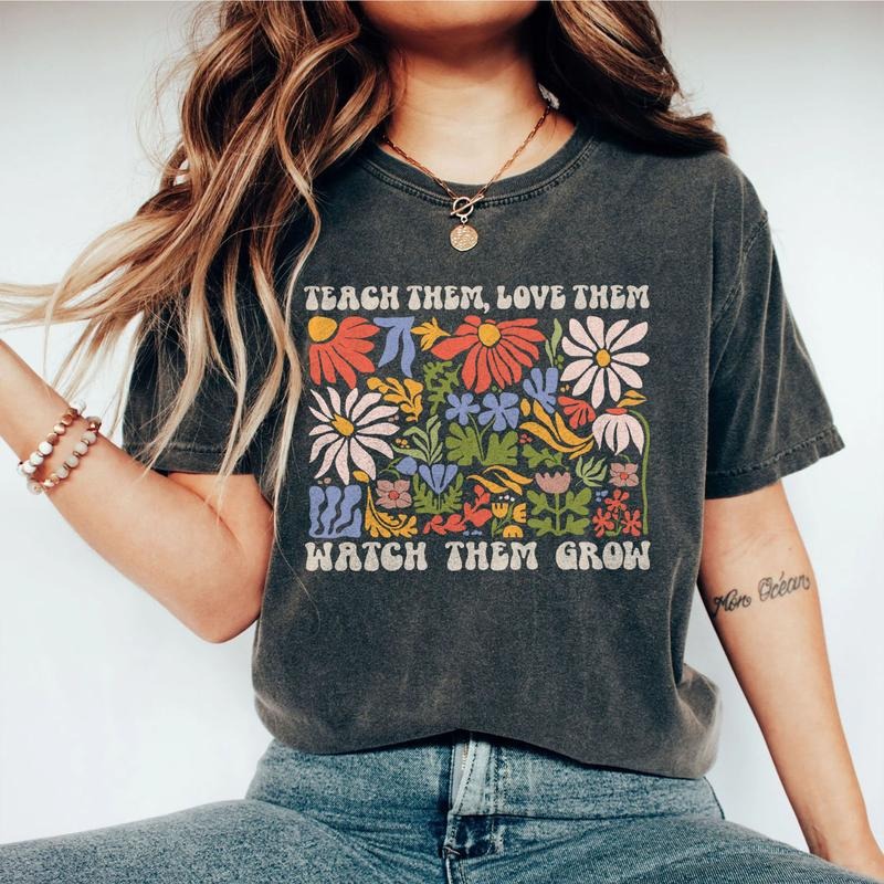 Groovy New Teacher Shirt, Teach Them Love Them Watch Them Grow Shirt, Retro Floral TShirt, Teacher Life Shirt, Best Teacher Shirt, Back To School, Gift for Teacher, Kindergarten Teacher, Teacher Appreciation Gifts, Love Teacher Tshirt, Teacher Women Top