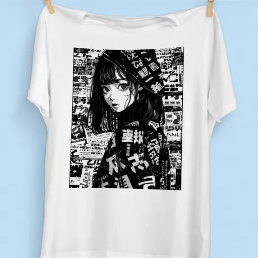 Grunge Anime Manga Girl T-Shirt | Kawaii Clothing | Alt Clothes | Anime Aesthetic | Grunge Clothing | Harajuku Streetwear T-Shirt Comfort Top