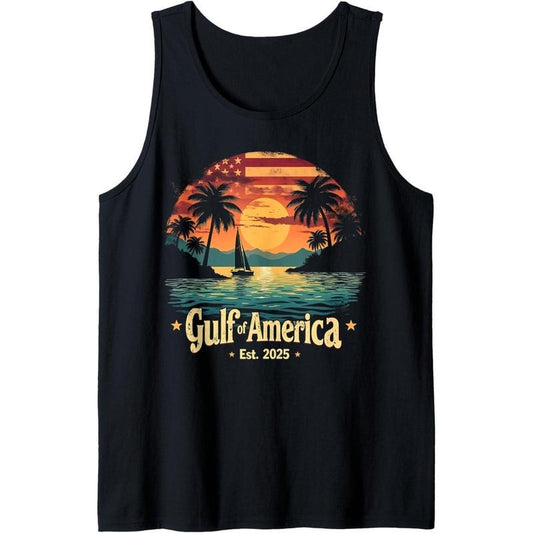 Gulf Of USA America Est 2025 American Flag, Gulf of Mexico Tank Top made in USA