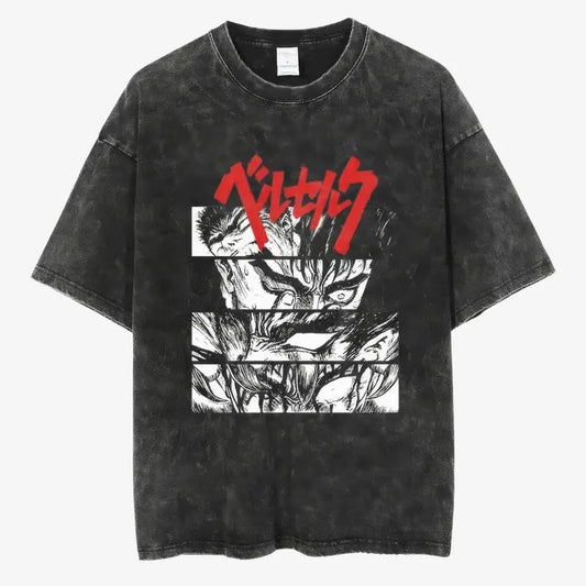Guts Berserk Vintage Washed Graphic Tee, Unisex Anime T-shirt, Perfect Gift for Anime Enthusiasts Sweatshirt, Hoodie, Comfort Colors
