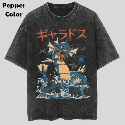 Gyarados Vintage Tee, Gyarados T-Shirt, Pokemon Graphic Tees, Unisex Anime Shirt, Sweatshirt, Gym Shirt Menswear Womenswear Streetwear
