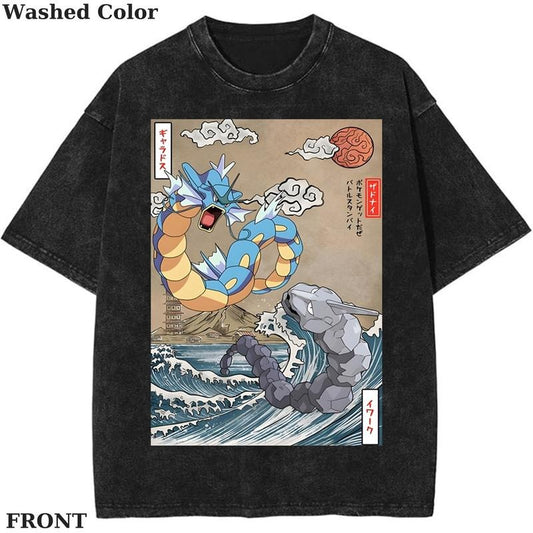 Gyarados vs Onix Pokemon Graphic Shirt, Pokemon T-Shirt, PKM Shirt, Anime Funny Shirt, Vintage Tee Menswear Womenswear Streetwear Cotton Comfort
