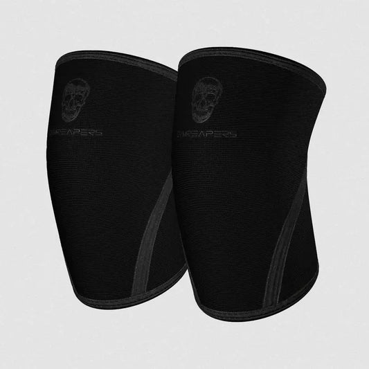 Gymreapers 7MM Neoprene Knee Sleeves Pair All Black for Squats Deadlifts Leg Day Powerlifting Support with Reinforced Stitching USAPL IPF USPA Approved & Free Gym Bag Included