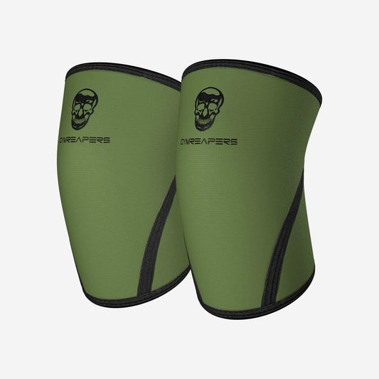 Gymreapers 7MM Neoprene Knee Sleeves Ranger Green Pair for Squats Deadlifts Leg Day Powerlifting Support with Reinforced Stitching USAPL IPF USPA Approved & Free Gym Bag Included