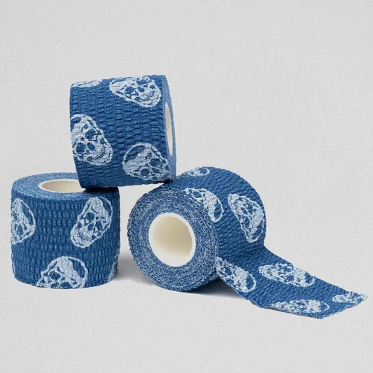 Gymreapers Skull Tape, Navy - Premium Quality, Heavy-Duty Woven Adhesive, 3-Pack of 5 Yards Per Roll - Sports & Outdoor Accessories