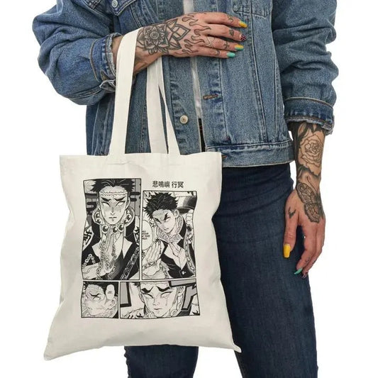 Gyomei Himejima Tote bags, Gyomei Stone Breathing Hashira Canvas Tote Bag, Anime Lover Gift, Gyomei Demon Slayers, Kimetsu No Yaiba Merchandise