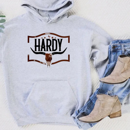 H4RDY Concert Hoodie, Western Bull Skull, Contry Music Concert Oufit, Merch For Fans, Unisex Long Sleeve Pullover Hoodie Shirt Menswear Sweaters Tops Underwear