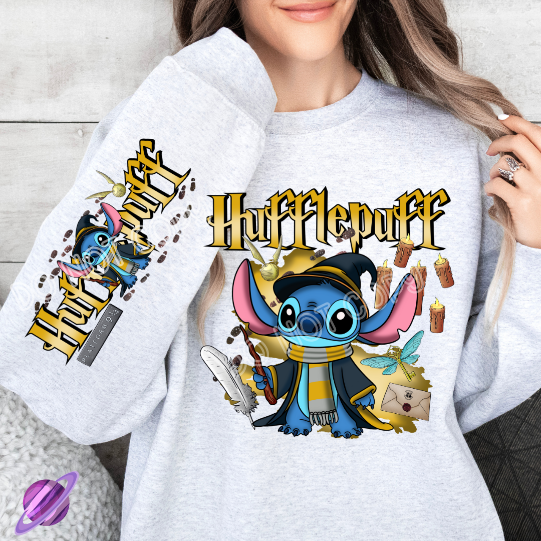 HUFF AND PUFF - ALIEN COSPLAY RUN - CREWNECK SWEATSHIRT  W/ SLEEVE PRINT T-Shirts, Hoodie | CoreVibeTees.com (Image 1)