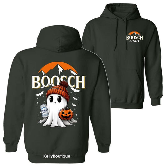 Halloween Boosch Cute Boo Boo Ghost Pumpkin Hoodie, Trendy Halloween Costume Spooky Season 2 Sided Graphic Design Unisex Cotton Pullover Hoodie for Women for Men Womenswear Menswear