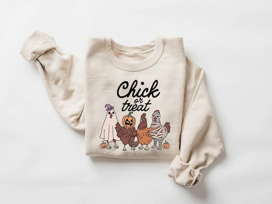 Halloween Chick or Treat Sweatshirt, Halloween Chicken Sweatshirt, Halloween Funny Chicken Shirt, Ghost Chicken Shirt, Chicken Lovers  T-shirt, sweater and Hoodie