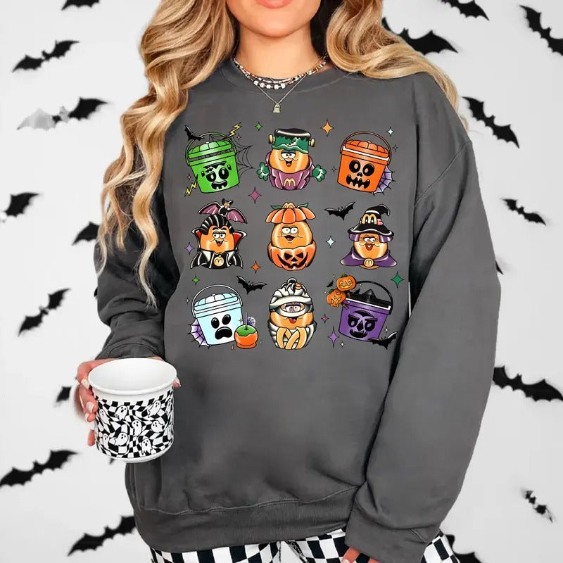 Halloween Chicken Nuggets Hoodie, Spooky Nuggets Meal Bucket Sweatshirt, Funny Halloween T-Shirt, Trendy Halloween Sweatshirt, Spooky Season Shirt, Halloween Party Sweater