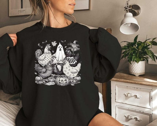 Halloween Chicken Sweatshirt, Halloween Chicken T-Shirt, Chicken Lover Gift, Funny Chicken Shirt, Ghost Chickens Tee, Fall ChickenT-  T-shirt, sweater and Hoodie