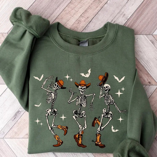 Halloween Dancing Skeleton Sweatshirt Western Halloween Cow Sweatshirt Halloween Cowboy Shirt Halloween Tee Halloween Cow Halloween Tee  T-shirt, sweater and Hoodie
