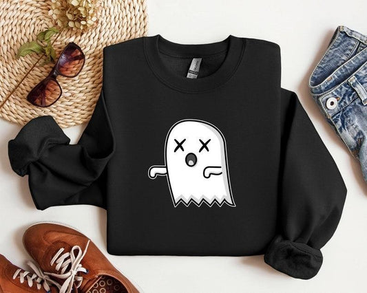 Halloween Ghost Sweatshirt, Funny Halloween Shirts, Women Halloween Shirt, Halloween Ghost Sweater, Cute Ghost Tshirt