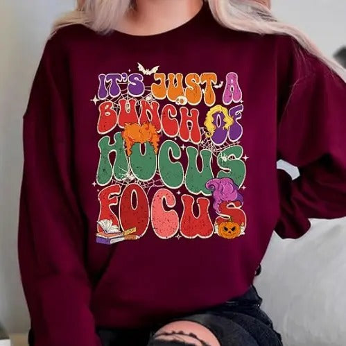 Halloween Hocus Focus Teacher Sweatshirt Gift for Women, Teachers Halloween Shirts, Teacher Halloween Shirt, Hocus Focus Shirt, Trick or Teach Shirt, Spooky Teacher T-shirt, Retro Ghost Teacher Shirt, Teacher Sweatshirt