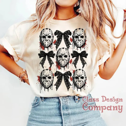 Halloween Horror Shirts Halloween Coquette Bow Sweatshirts Horror Character Sweatshirt Halloween Character Shirt Horror Movie Shirts