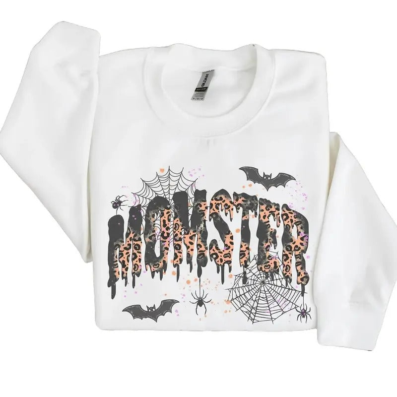 Halloween Mom Sweatshirt, Momster Sweatshirt for Halloween, Spooky Season Crewneck, Funny Halloween Mama Sweater, Gift for Mom Halloween Shirt