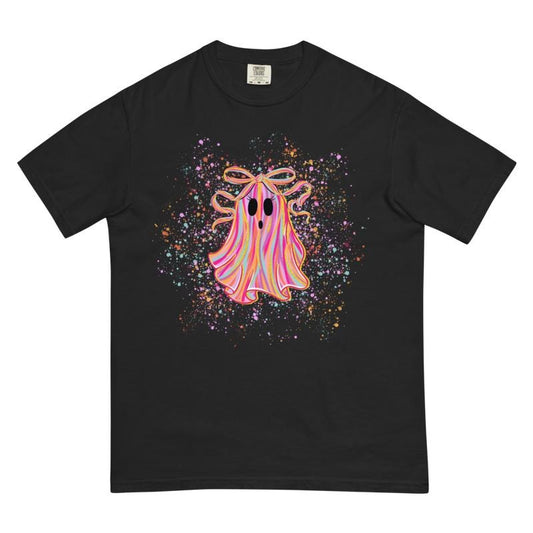 Halloween Paint Splatter Ghost Shirt - Spooky Unisex Apparel Relaxed Fit Printed In The USA Clothing Womenswear Casual Comfort Cotton Top Athletic Boho Chic