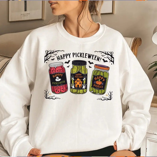 Halloween Pickle Sweatshirtpickle Sweatshirthalloween Shirt Halloween Shirtspooky Seasonpickle Halloweenfall Sweaterretro Sweatshirt Cotton Womenswear