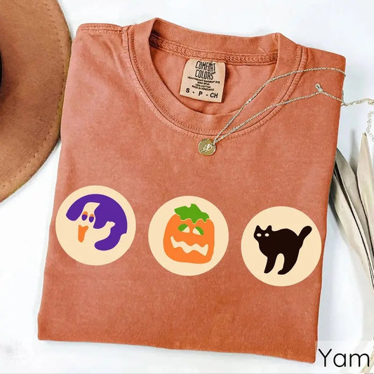 Halloween Sugar Cookie T-shirts, Retro Halloween Tee, Scary  Halloween Shirts, Halloween Black Cat Tee, Pumpkin Shirts