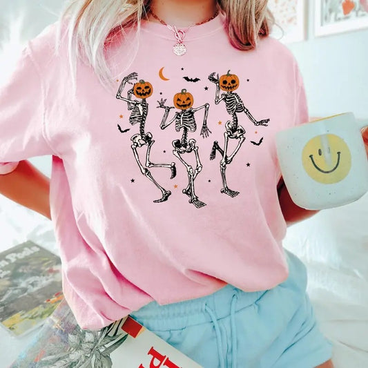 Halloween Sweatshirt  Let's Go Ghouls Shirt Let's Go Ghouls Shirt Halloween Shirt Dancing Skeleton Ghost Shirt Funny Meme Shirt  Gift For Her Classic Cotton Shirt