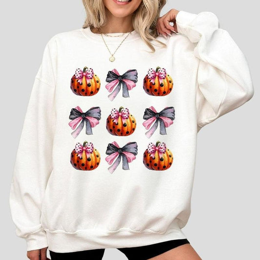 Halloween Sweatshirt, Coquette Halloween Shirt For Women, Spooky Season Sweatshirt, Pumpkin Halloween T-Shirts, Women's Tops, Black Bow Shirt, Funny Halloween Tee, Gift For Her, Retro Fall T-shirt, Autumn Shirt, Halloween Bow Tee