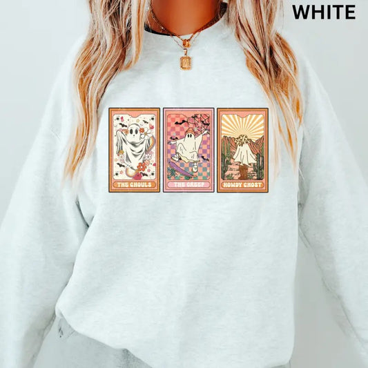 Halloween Tarot Cards Crewneck -  Unisex Relaxed Fit Printed in USA Casual Comfort Cotton Top Athletic Boho Chic All Seasons