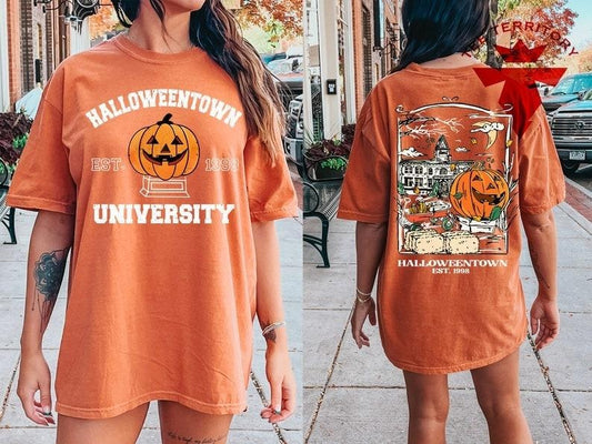 Halloweentown Est 1998 Back and Front Shirt, Retro Halloween Town Crewneck Sweater Halloweentown University Halloween Fall Sweatshirt, Halloween Party 2024 Shirts