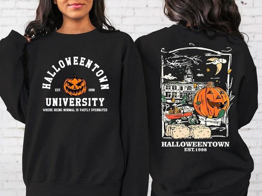 Halloweentown Est 1998 Back and Front Sweatshirt, Halloweentown Est 1998 Sweatshirt, Halloweentown University, Retro Halloweentown Sweatshirt, Fall Sweatshirt, Halloween Sweatshirt, Funny Halloween Shirt, Halloween for women