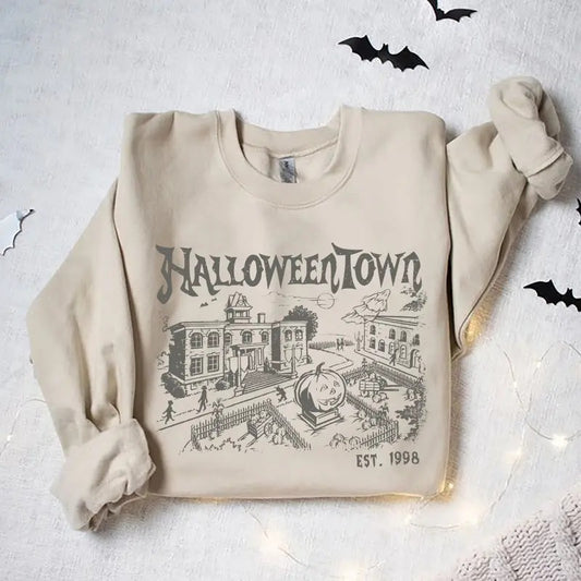 Halloweentown Est 1998 Sweatshirt, Retro Halloween Town Crewneck Sweater Halloweentown University Halloween Fall Sweatshirt, Halloween sweater retro, Spooky Season womens shirt