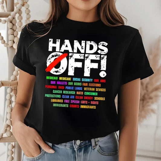 Hands Off Protest Shirt, Trendy Political Hands Off Protest Sweatshirt and Hoodie, Hands Off Medicaid Medicare Social Security