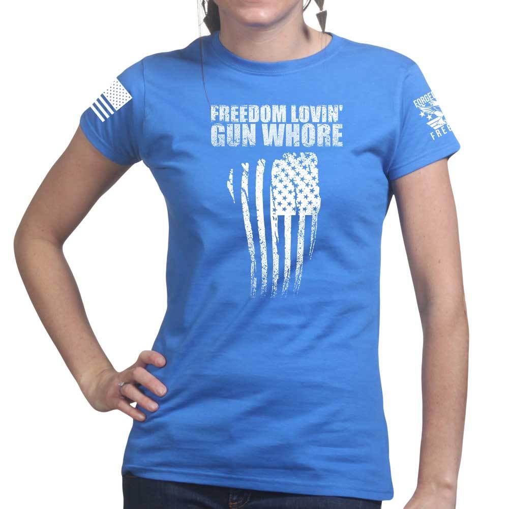 Freedom Lovin' Gun Whore Ladies T-shirt Style001 Hoodie, Sweatshirt | CoreVibeTees.com (Image 1)