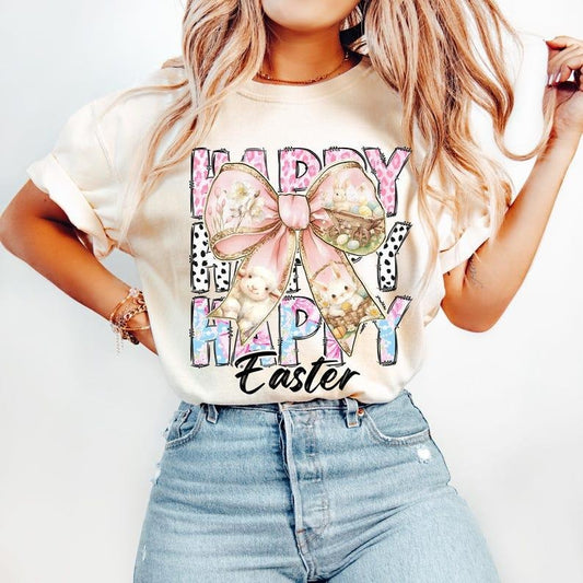 Happy Easter Coquette, Retro Easter, Bunny Bow, Floral Spring, Easter Shirt T-shirt