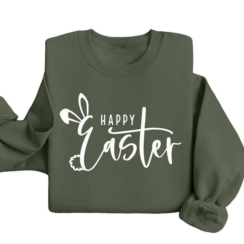 Happy Easter Sweatshirt, Womens Easter Shirt, Rabbit Sweatshirt, Bunny Sweatshirt, Funny Easter Sweater, Easter Gift, Cute Easter Shirt